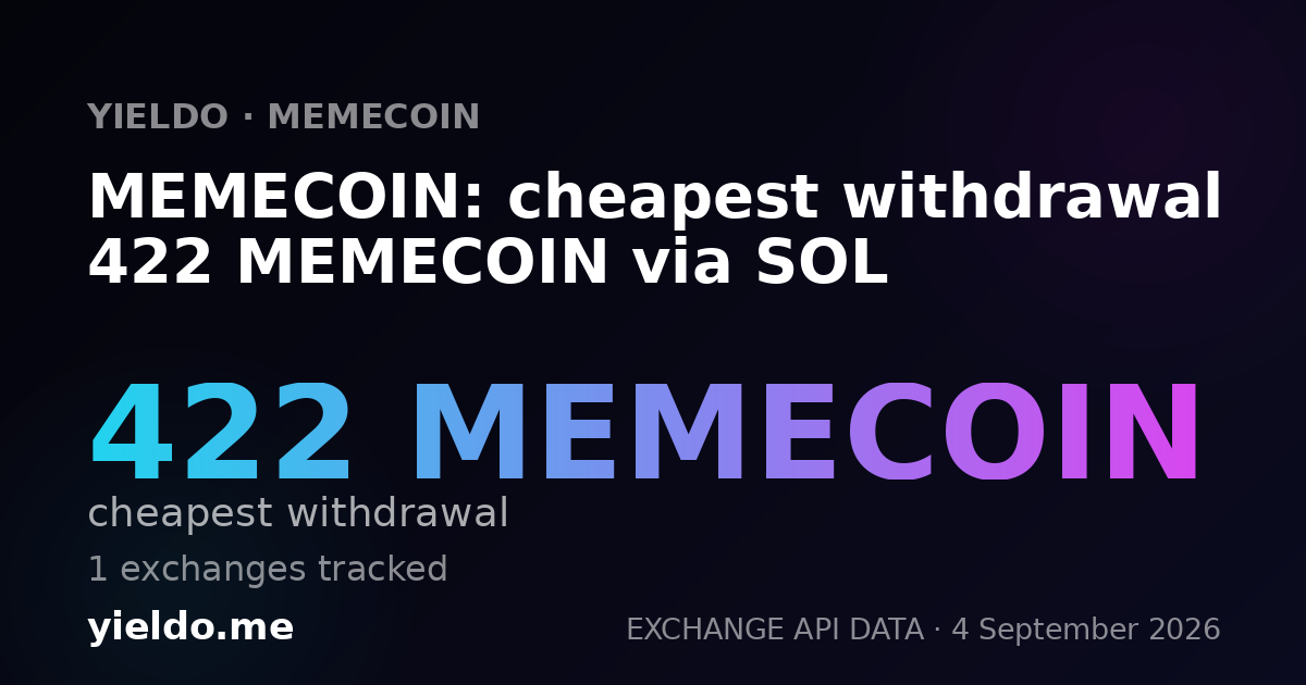 MEMECOIN: cheapest withdrawal 422 MEMECOIN via SOL