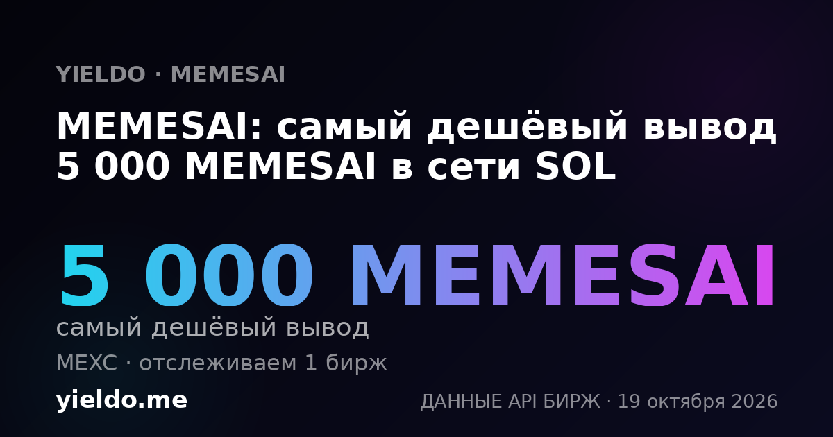 MEMESAI: самый дешёвый вывод 5 000 MEMESAI в сети SOL