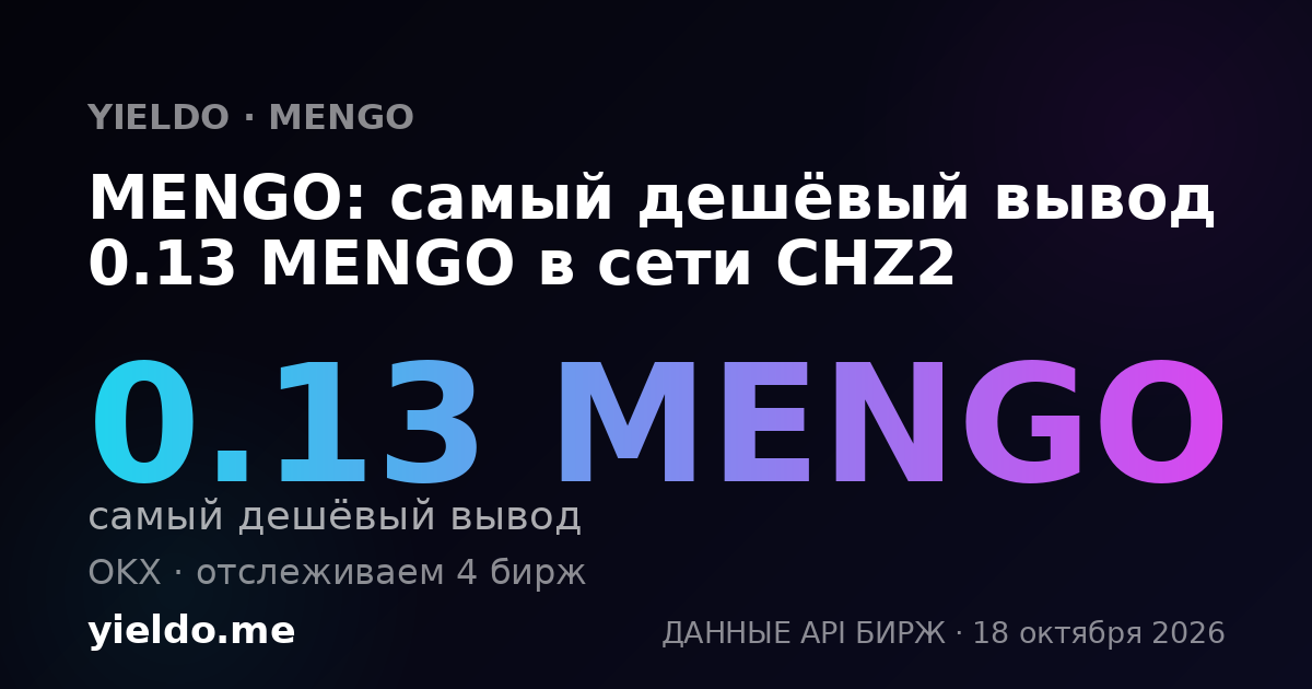 MENGO: самый дешёвый вывод 0.13 MENGO в сети CHZ2