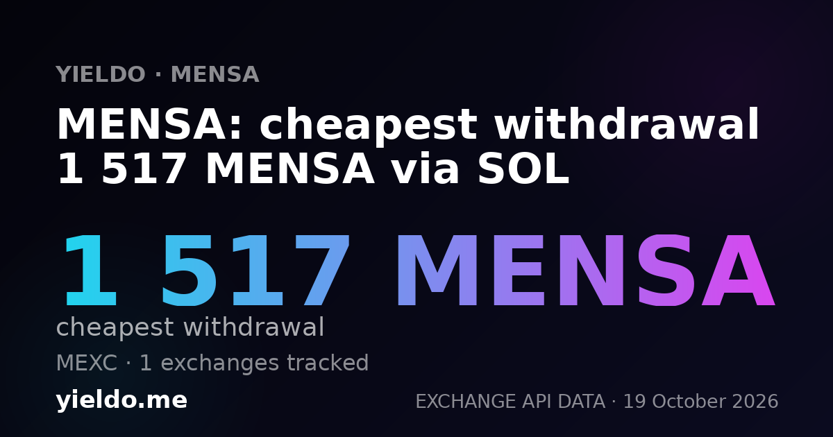 MENSA: cheapest withdrawal 1 517 MENSA via SOL