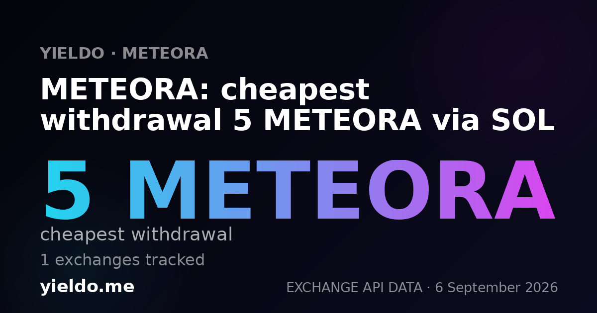 METEORA: cheapest withdrawal 5 METEORA via SOL
