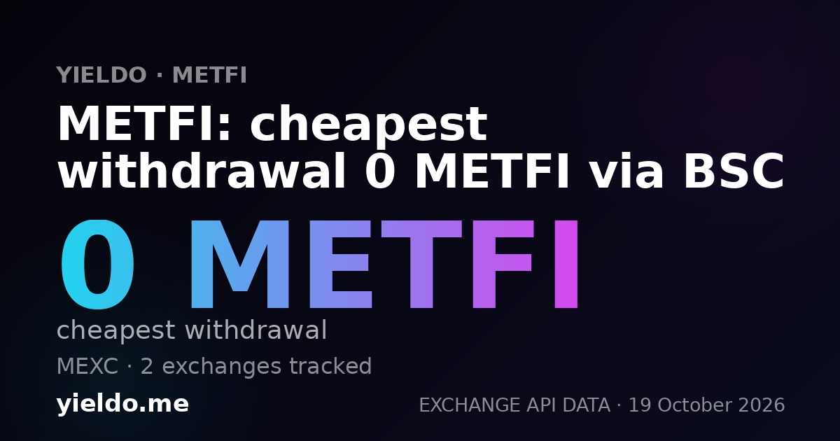 METFI: cheapest withdrawal 0 METFI via BSC