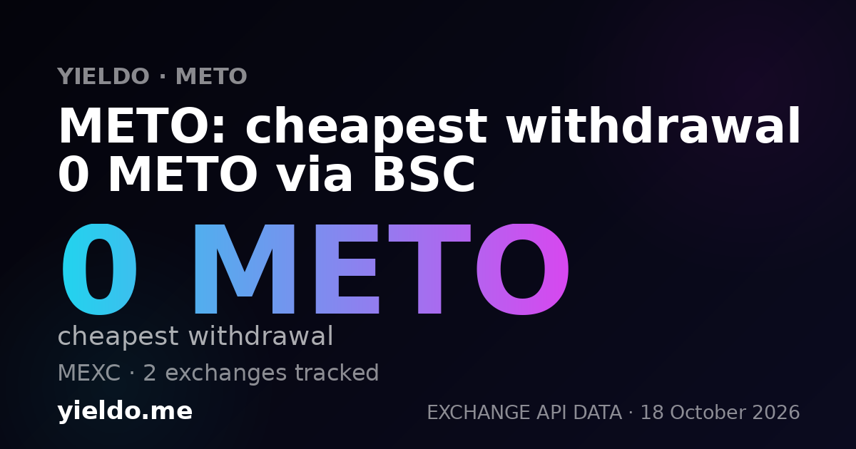 METO: cheapest withdrawal 0 METO via BSC