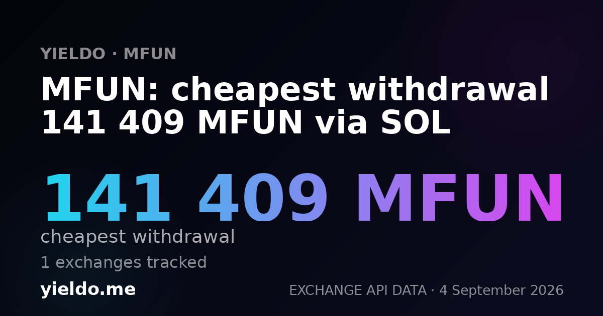 MFUN: cheapest withdrawal 141 409 MFUN via SOL