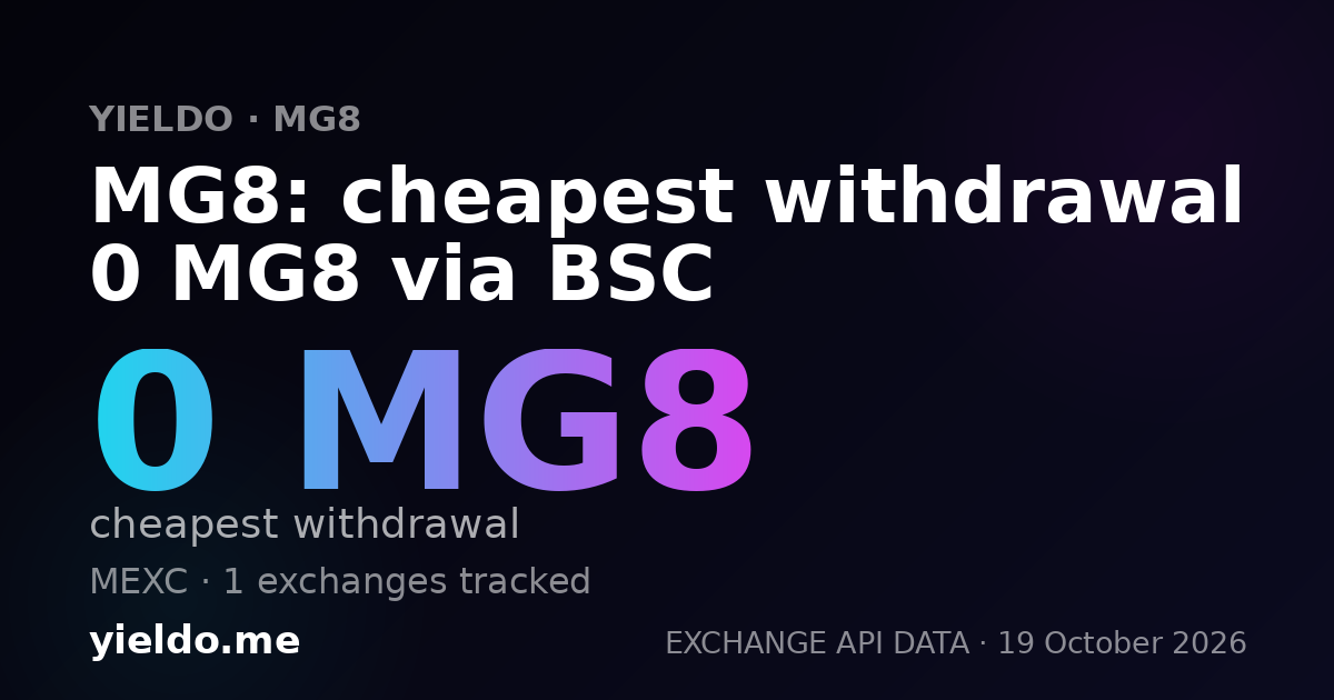MG8: cheapest withdrawal 0 MG8 via BSC