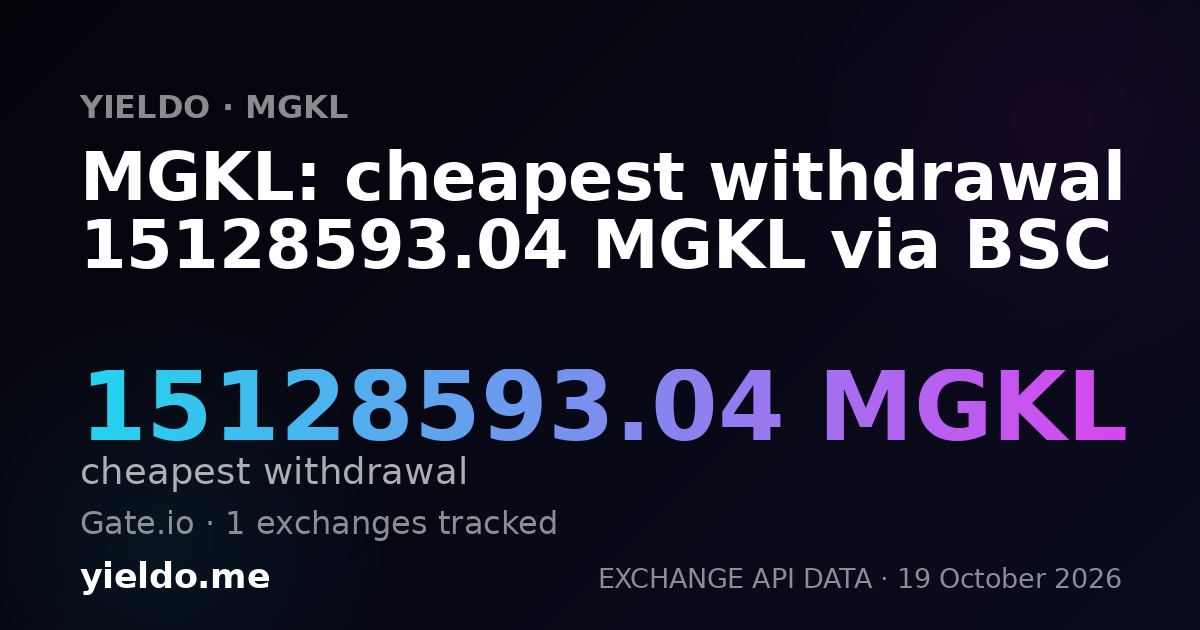 MGKL: cheapest withdrawal 15128593.04 MGKL via BSC