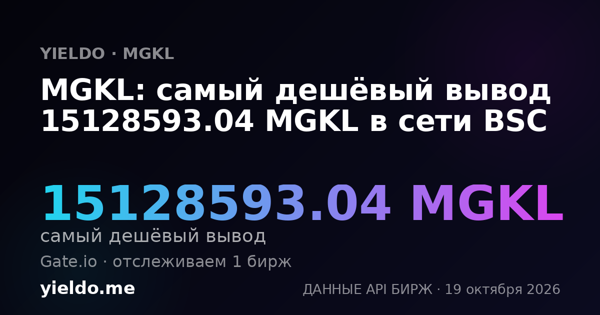 MGKL: самый дешёвый вывод 15128593.04 MGKL в сети BSC