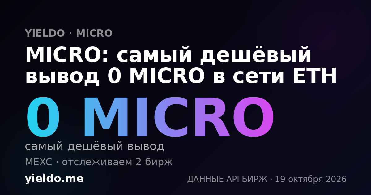 MICRO: самый дешёвый вывод 0 MICRO в сети ETH