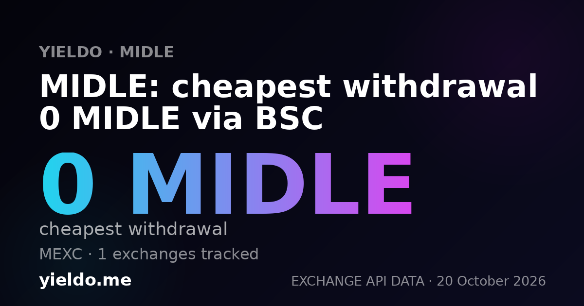 MIDLE: cheapest withdrawal 0 MIDLE via BSC