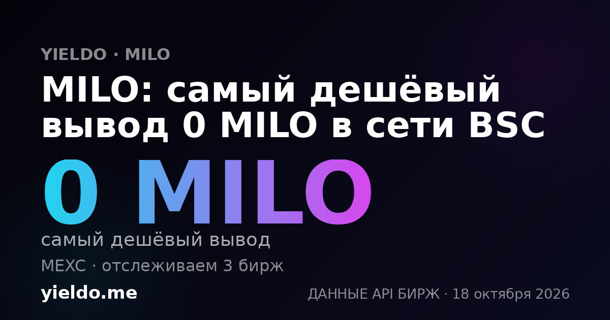 MILO: самый дешёвый вывод 0 MILO в сети BSC