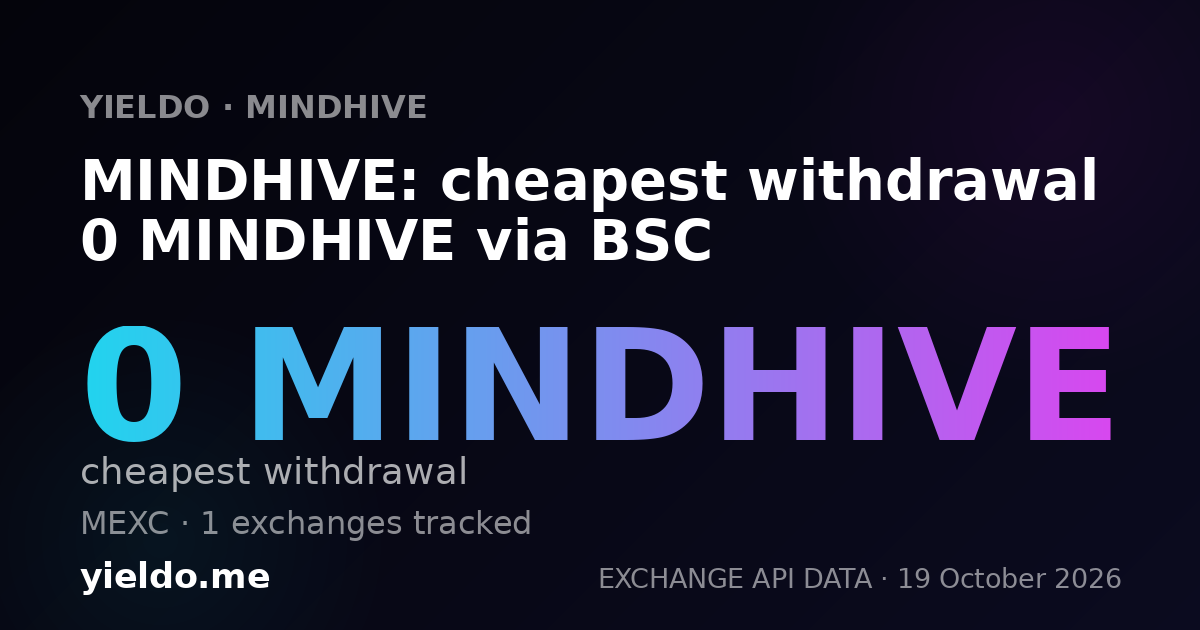 MINDHIVE: cheapest withdrawal 0 MINDHIVE via BSC