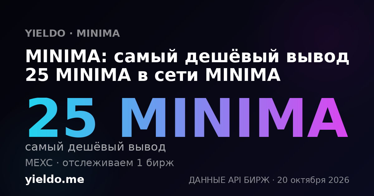 MINIMA: самый дешёвый вывод 25 MINIMA в сети MINIMA