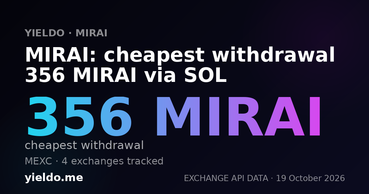 MIRAI: cheapest withdrawal 356 MIRAI via SOL