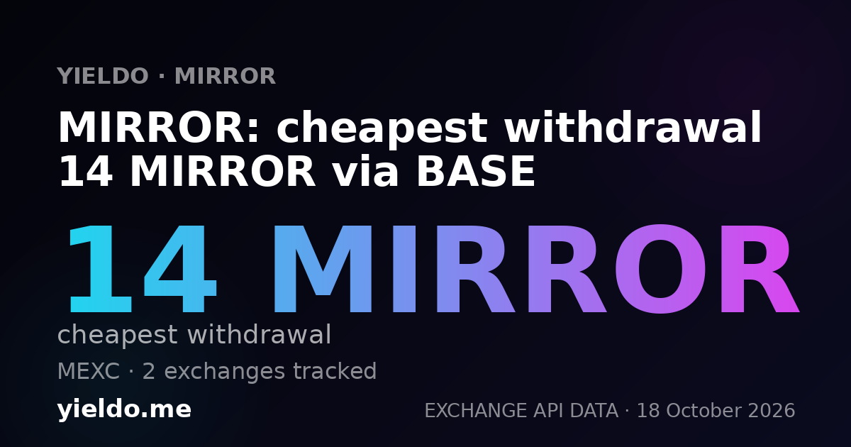 MIRROR: cheapest withdrawal 14 MIRROR via BASE