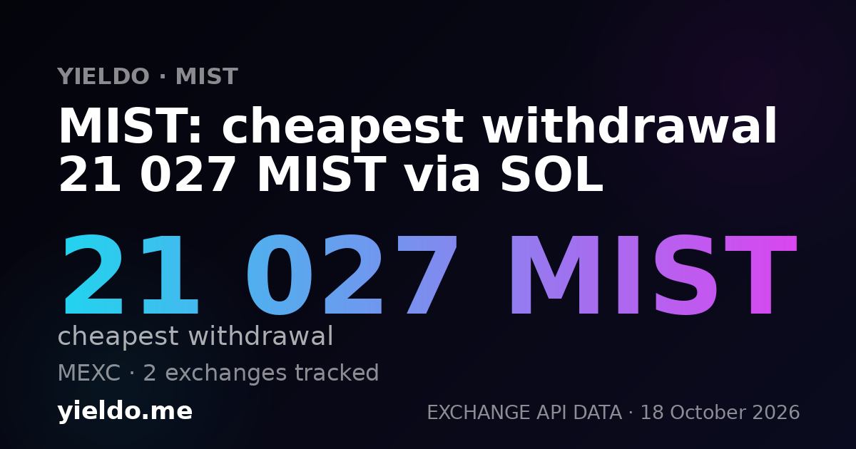 MIST: cheapest withdrawal 21 027 MIST via SOL