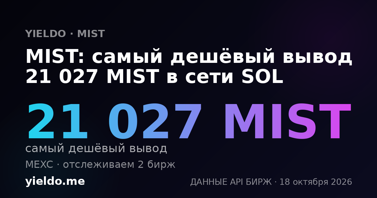 MIST: самый дешёвый вывод 21 027 MIST в сети SOL