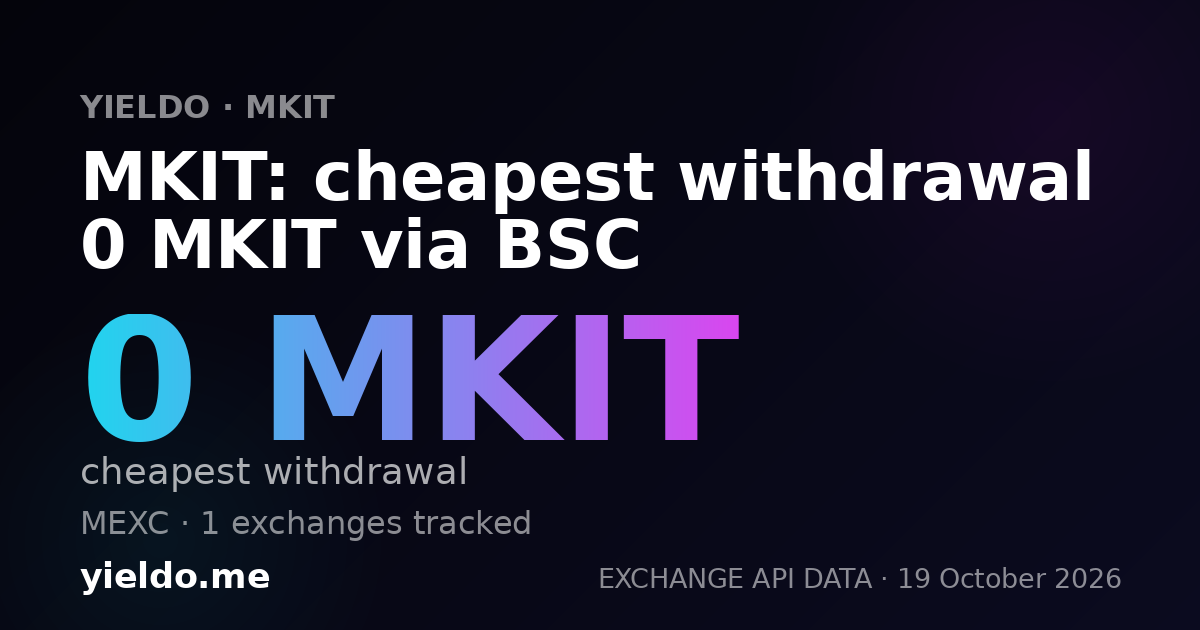 MKIT: cheapest withdrawal 0 MKIT via BSC