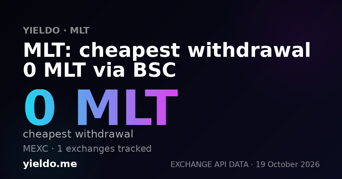 MLT: cheapest withdrawal 0 MLT via BSC