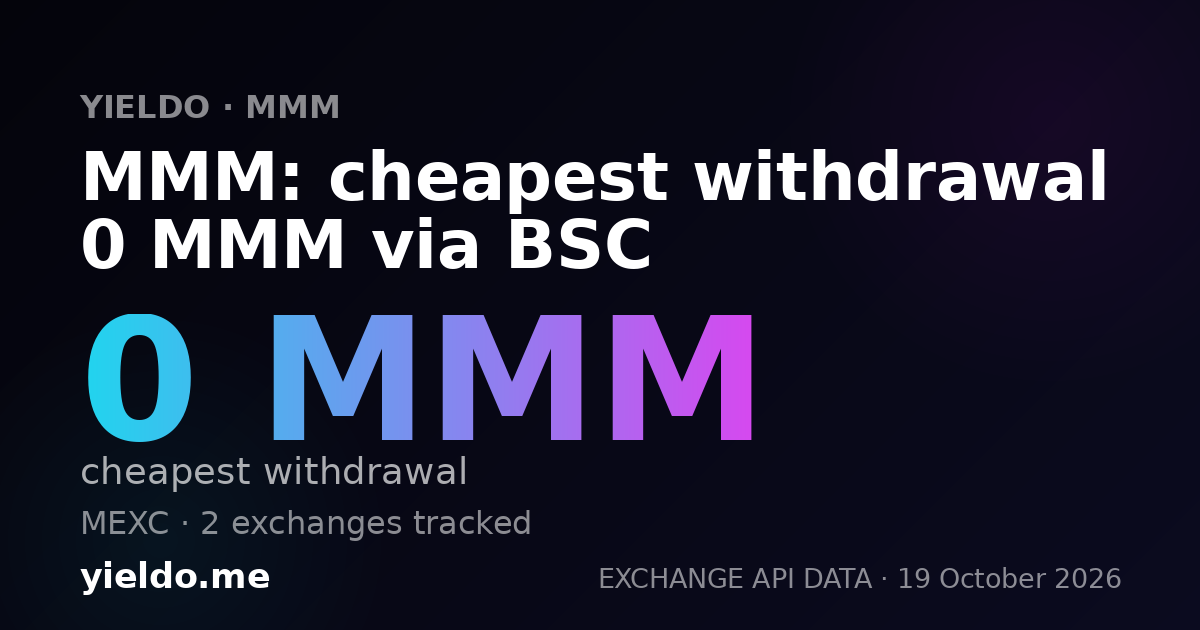 MMM: cheapest withdrawal 0 MMM via BSC