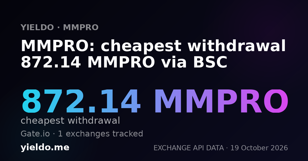 MMPRO: cheapest withdrawal 872.14 MMPRO via BSC