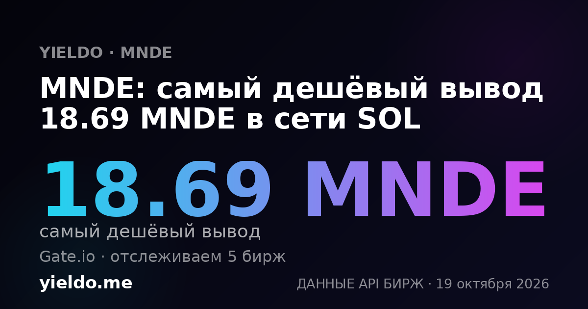 MNDE: самый дешёвый вывод 18.69 MNDE в сети SOL