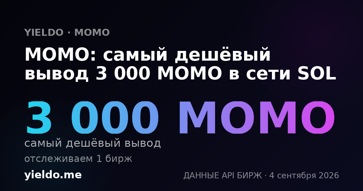MOMO: самый дешёвый вывод 3 000 MOMO в сети SOL
