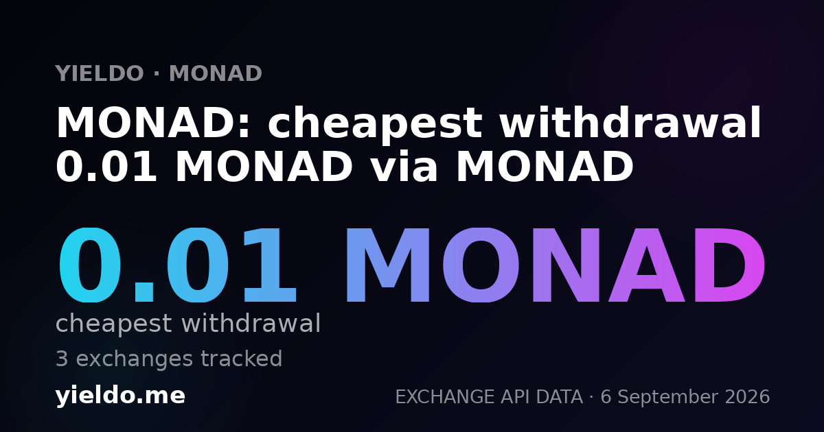 MONAD: cheapest withdrawal 0.01 MONAD via MONAD