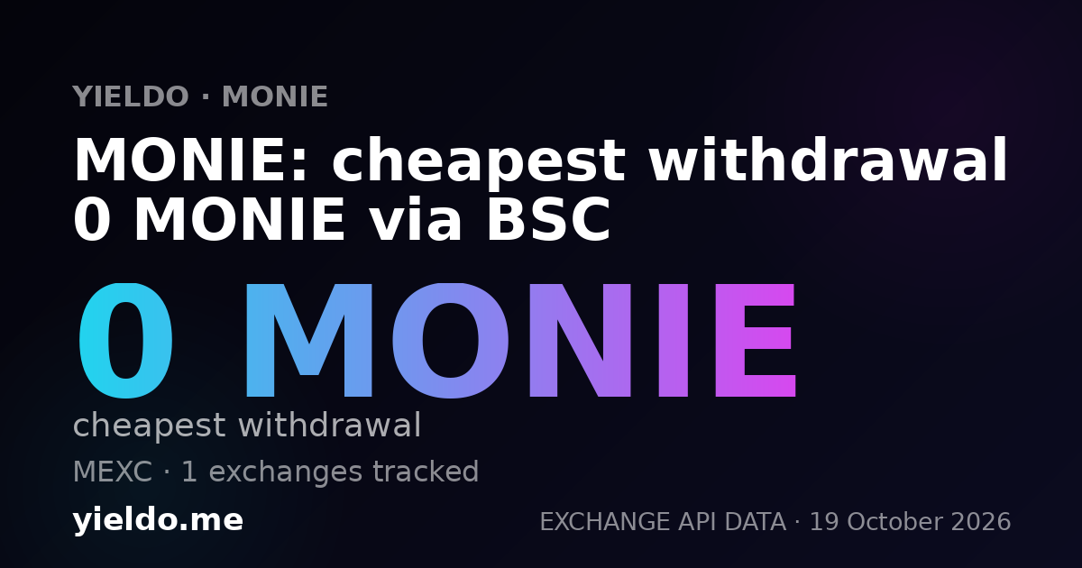 MONIE: cheapest withdrawal 0 MONIE via BSC