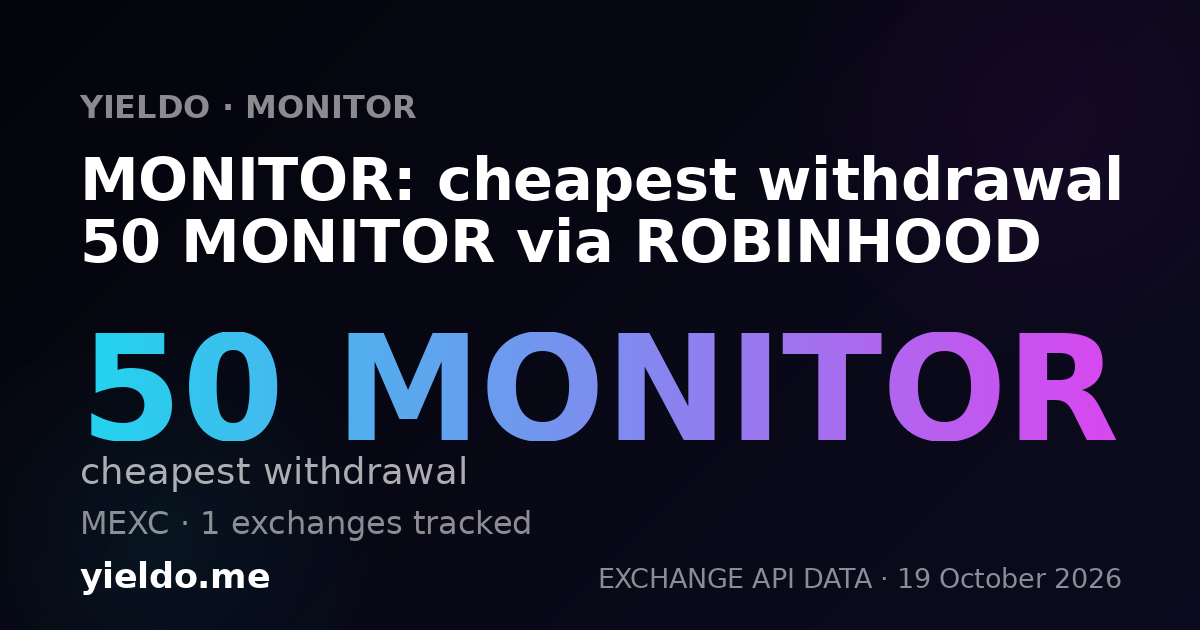 MONITOR: cheapest withdrawal 50 MONITOR via ROBINHOOD