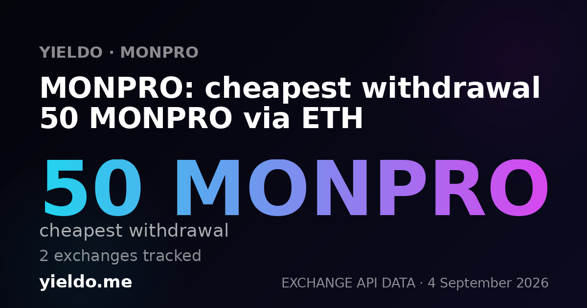 MONPRO: cheapest withdrawal 50 MONPRO via ETH