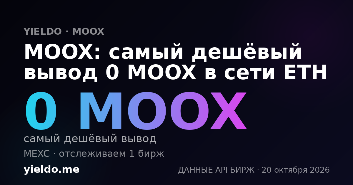 MOOX: самый дешёвый вывод 0 MOOX в сети ETH