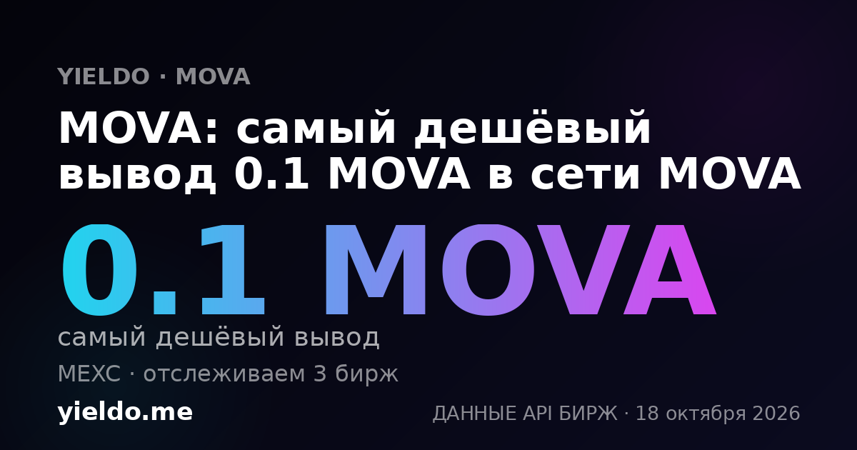 MOVA: самый дешёвый вывод 0.1 MOVA в сети MOVA