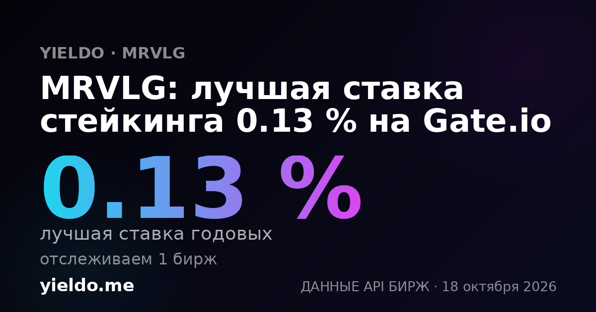 MRVLG: лучшая ставка стейкинга 0.22 % на Gate.io