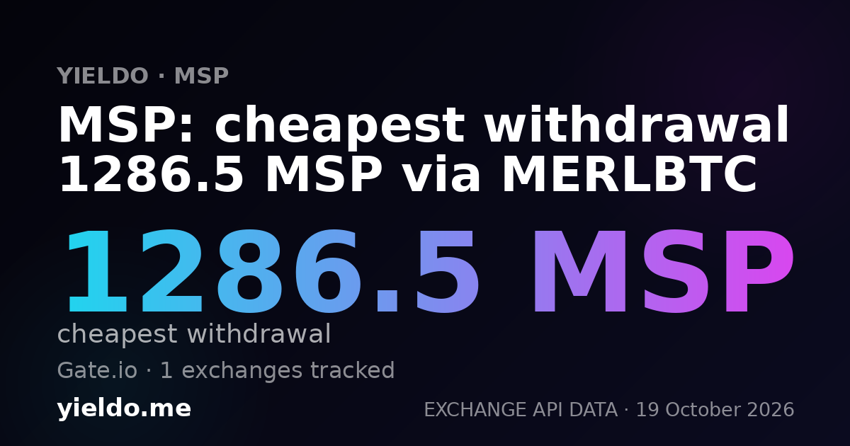 MSP: cheapest withdrawal 1286.5 MSP via MERLBTC