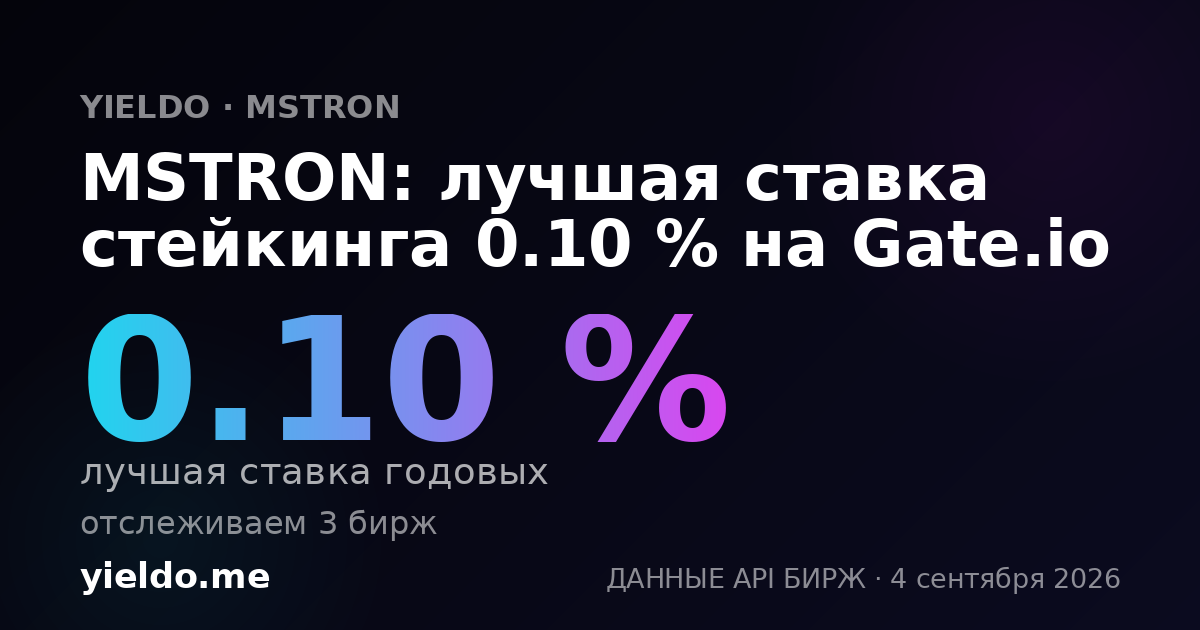 MSTRON: лучшая ставка стейкинга 0.10 % на Gate.io