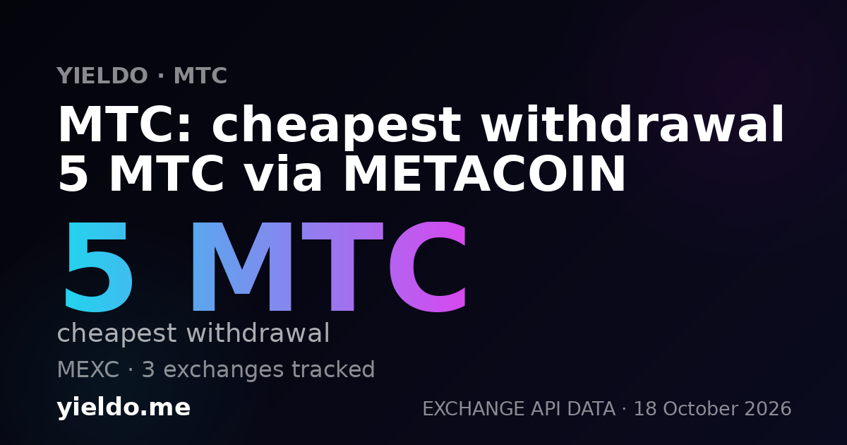 MTC: cheapest withdrawal 5 MTC via METACOIN