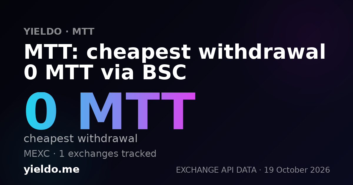 MTT: cheapest withdrawal 0 MTT via BSC