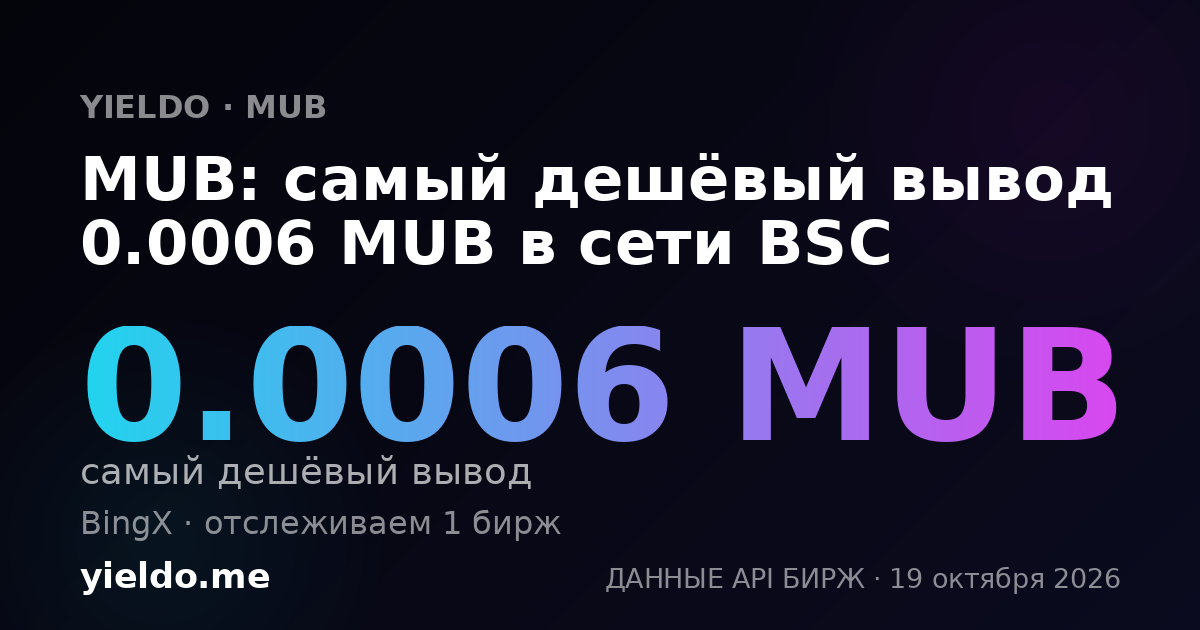 MUB: самый дешёвый вывод 0.0006 MUB в сети BSC