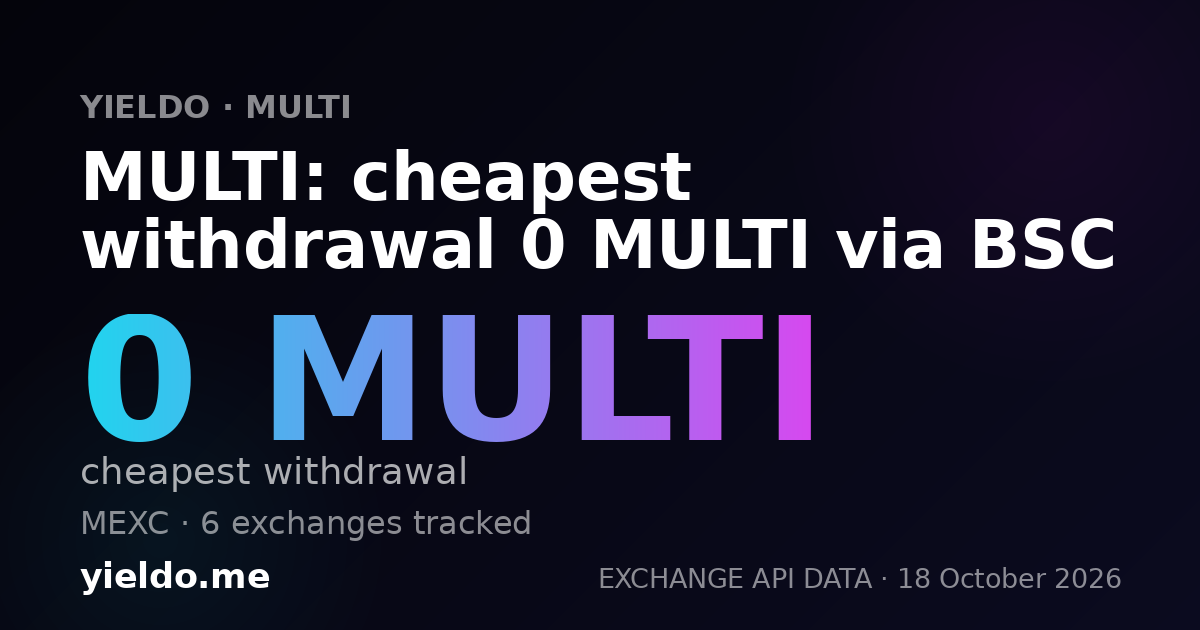 MULTI: cheapest withdrawal 0 MULTI via BSC