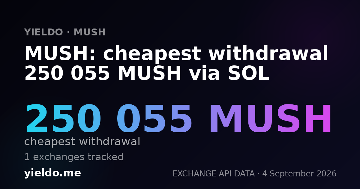 MUSH: cheapest withdrawal 250 055 MUSH via SOL