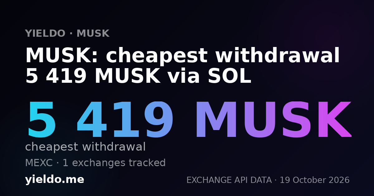 MUSK: cheapest withdrawal 5 419 MUSK via SOL