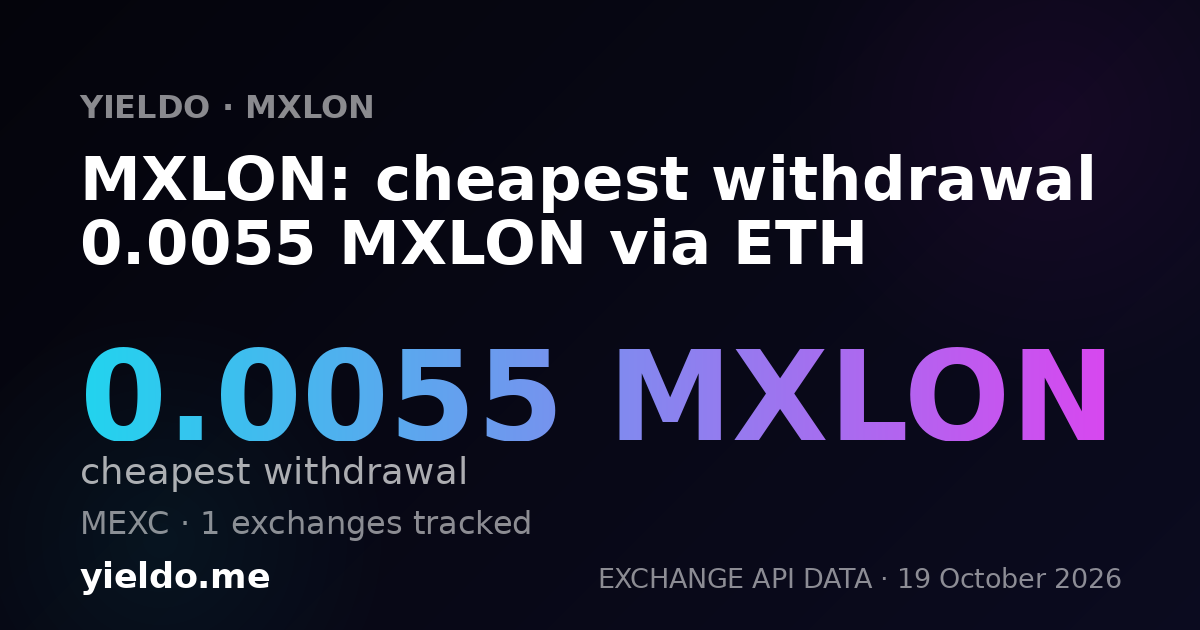 MXLON: cheapest withdrawal 0.0055 MXLON via ETH