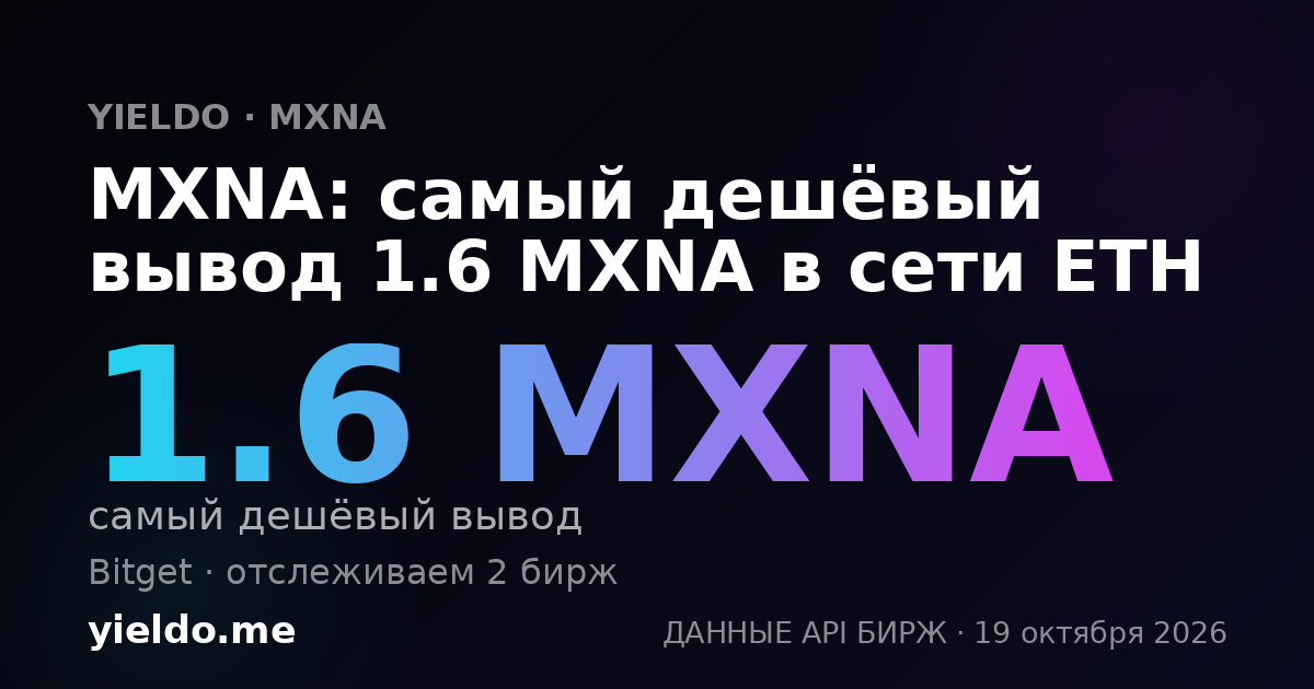 MXNA: самый дешёвый вывод 1.6 MXNA в сети ETH