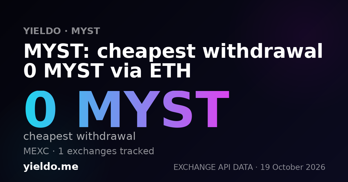 MYST: cheapest withdrawal 0 MYST via ETH