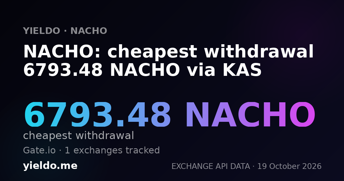 NACHO: cheapest withdrawal 6793.48 NACHO via KAS