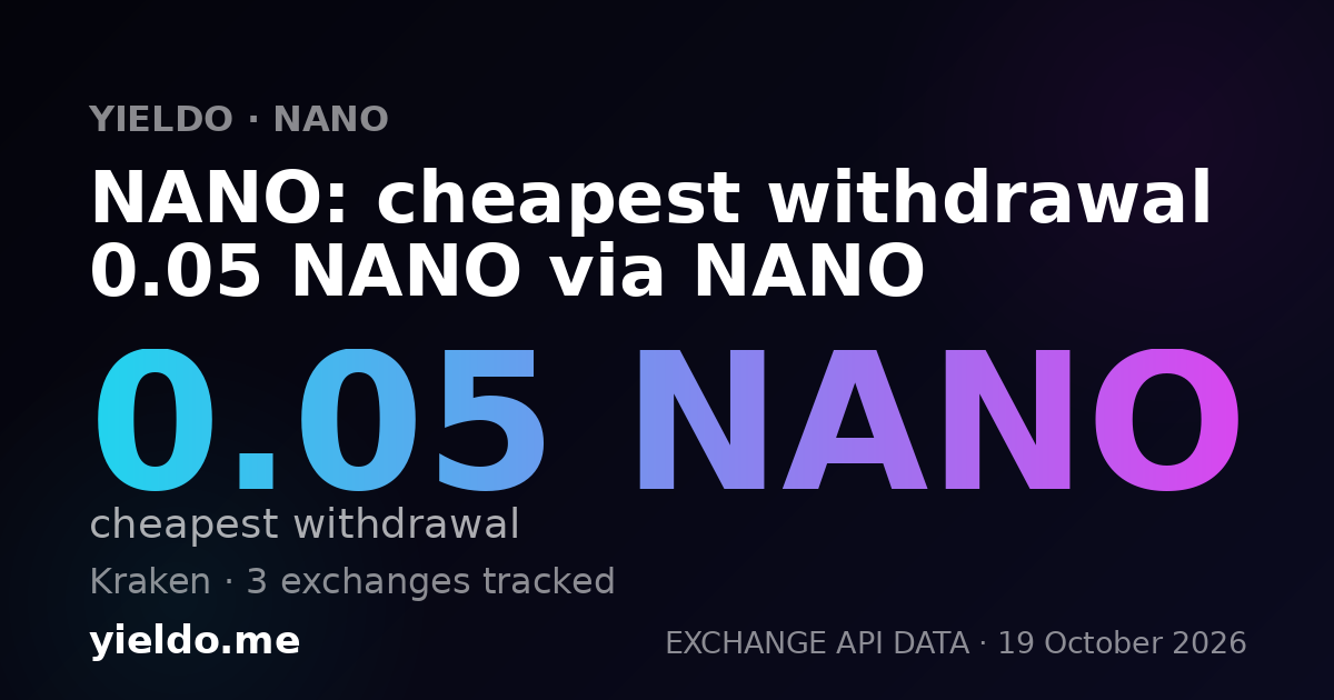 NANO: cheapest withdrawal 0.05 NANO via NANO