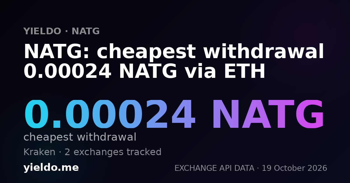 NATG: cheapest withdrawal 0.0002388 NATG via ETH