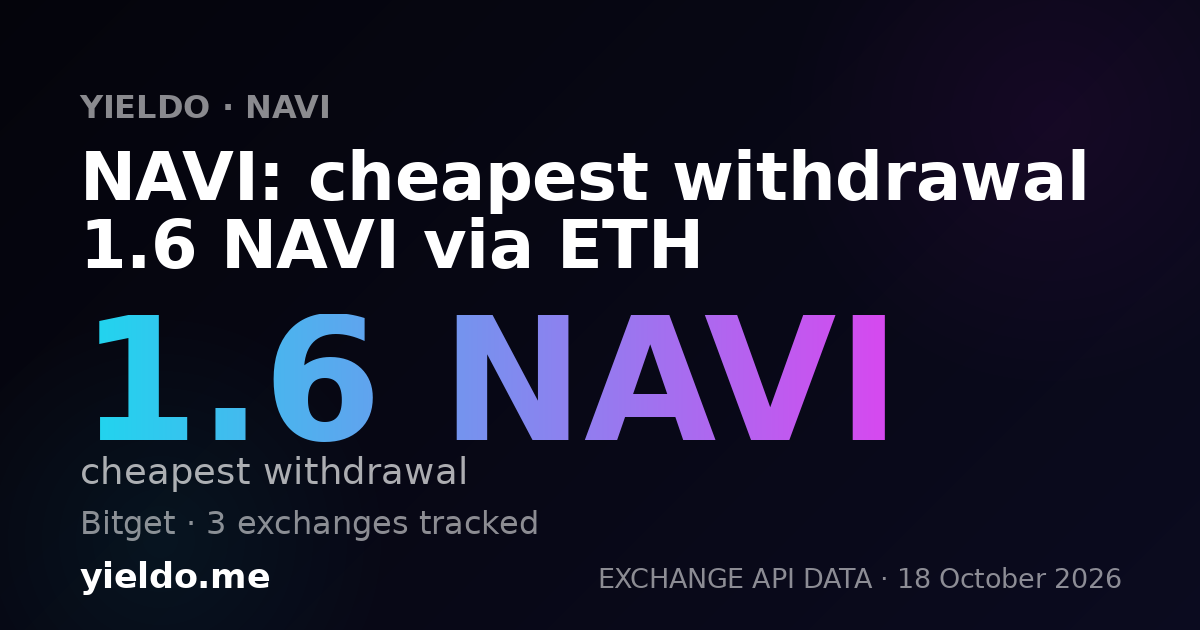 NAVI: cheapest withdrawal 1.6 NAVI via ETH