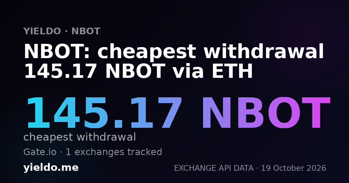NBOT: cheapest withdrawal 145.17 NBOT via ETH