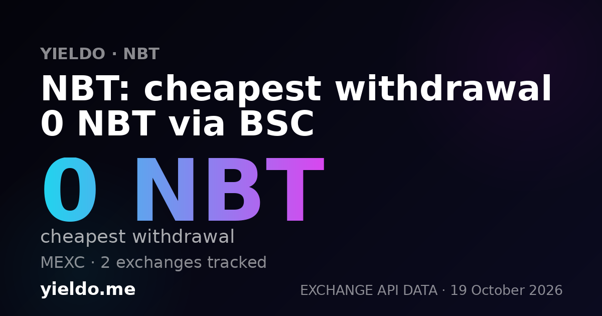 NBT: cheapest withdrawal 0 NBT via BSC